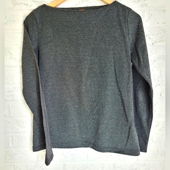Metallic Charcoal Toned Crew Neck Top - Picture 2 of 7